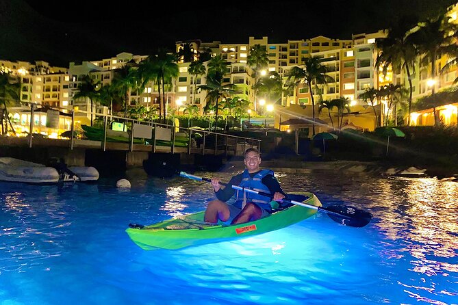 Glow Boats LED Night Kayak, Marriott Frenchman's Cove Dock, USVI - A different view of St. Thomas after dark